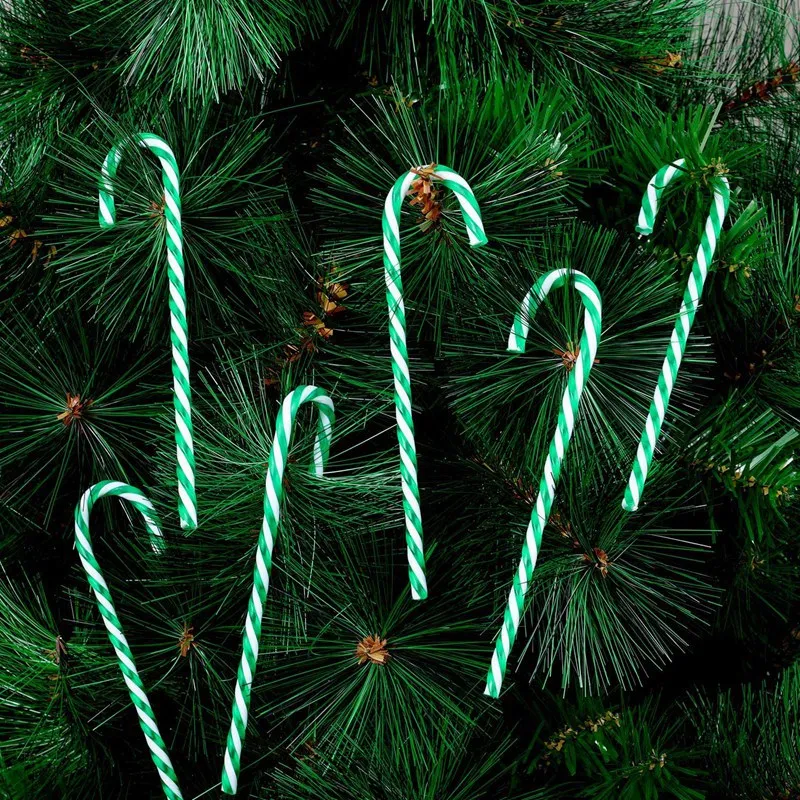 

Promotion! 50 Pieces Of Christmas Plastic Candy Cane Christmas Tree Hanging Ornaments Suitable for Holiday Party Decorations