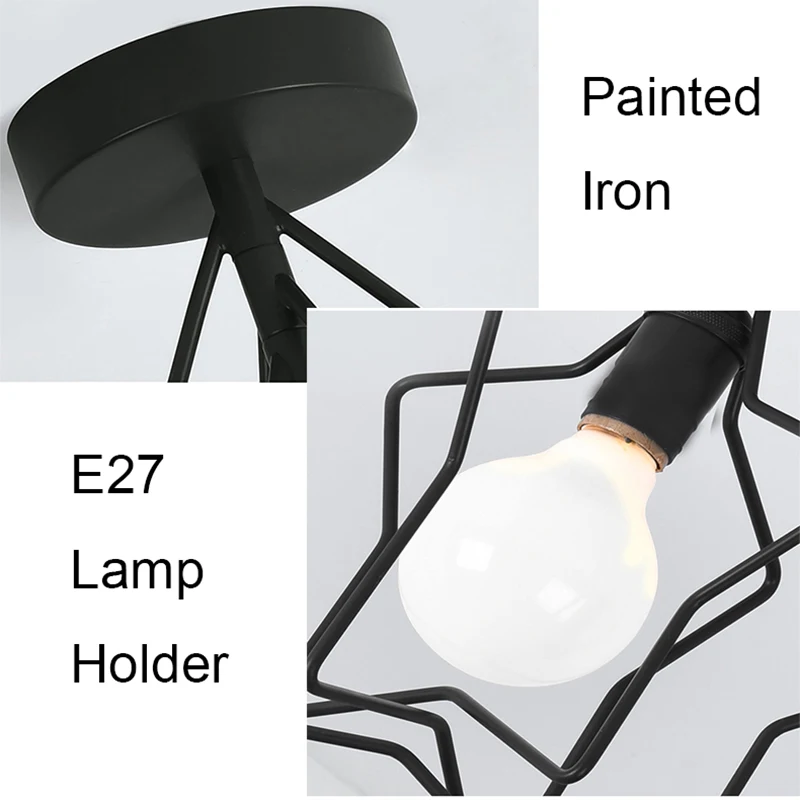 

Led Ceiling Lights Modern Ceiling Lamp Vintage Plafondlamp Cage Plafonnier For Living Room Industrial Decor Suspension Luminaire