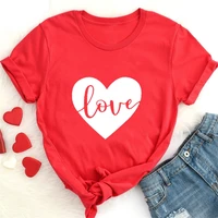 love heart valentines day t shirt fashion red graphic women shirts gift short sleeve tees o neck unisex tops 44g2