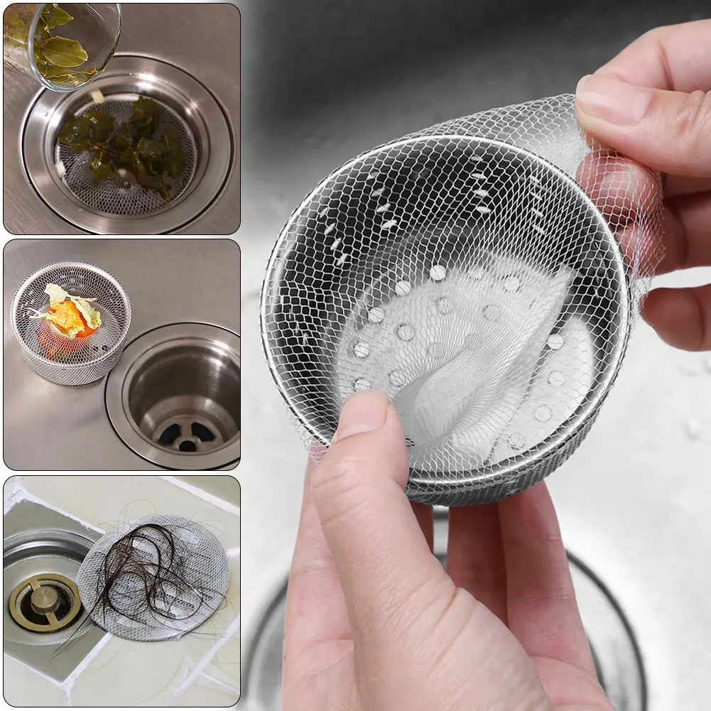 

100Pcs Sewer Water Filter Disposable Kitchen Sink Strainer Bag Shower Sink Hair Rubbish Storage Mesh Bag for Home Restaurant