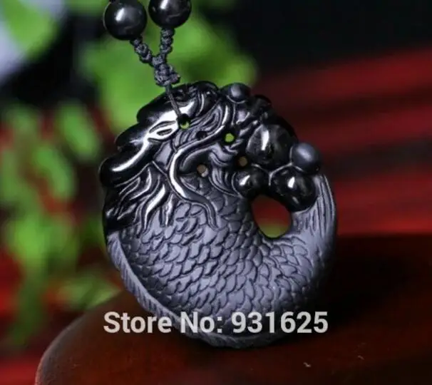 Красивые Подвески из натурального черного обсидиана ручной работы с резными