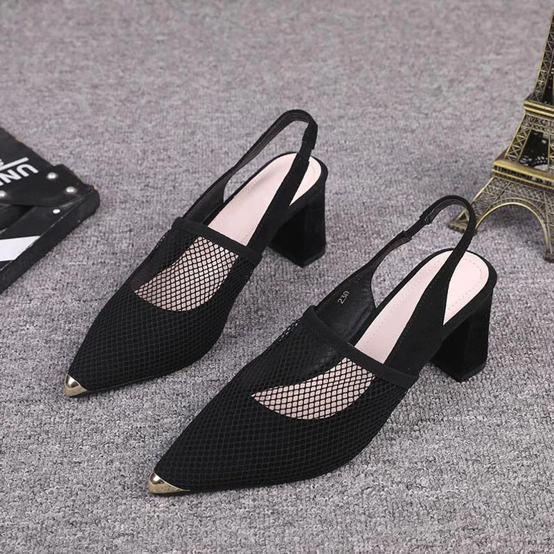 Женские сетчатые туфли-лодочки на высоком каблуке 7 см с острым носком | Обувь