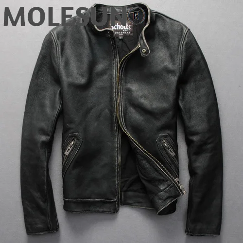 

2021 Real Genuine Cow Leather Jacket Men Slim Vintage Short Vintage Men Sheepskin Coat Motorcycle Fashion Mens Clothes WPY3676