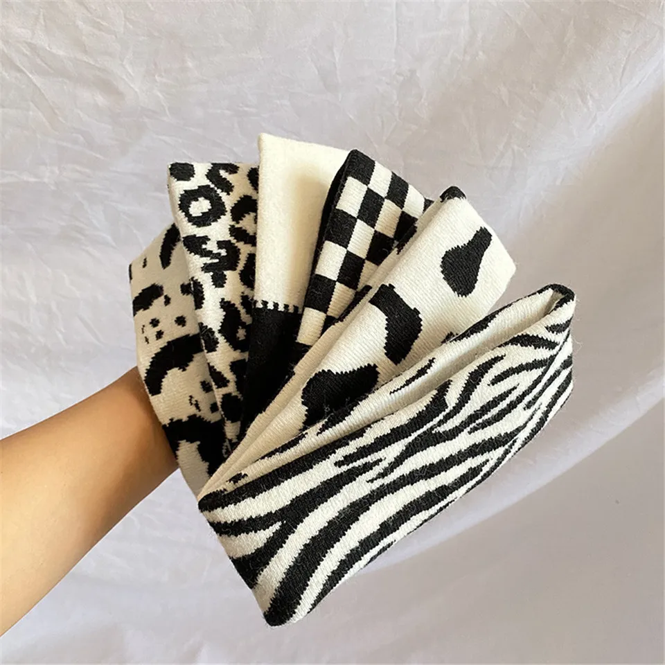 Зимняя теплая одежда в полоску повязка на голову женская вязаная чалма с