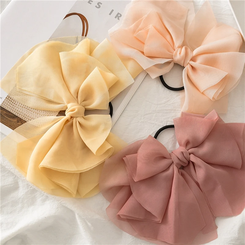 

Korean New Chiffon Big Bow Hair Scrunchies Multi-layer bowknot Hair Bands Female Hair Tie For Women Girls Hair Accessorie