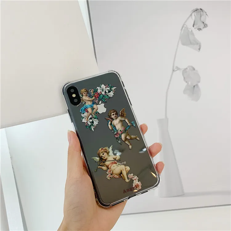 Niceking Angels чехол для телефона Fundas для iPhone X, XR, XS, MAX, 11 Pro, Max, 6 S, прозрачный чехол из ТПУ с цветочным принтом для мальчиков, чехол для iPhone 6, 6s, 7, 8 Plus