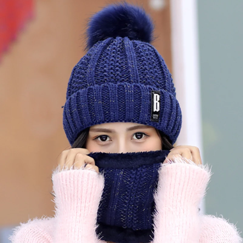 Женская вязаная шапка шарф s-образный вырез зимняя женская Балаклава шапочки