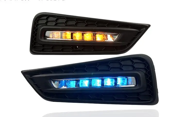 Original design LED DRL for Honda City 2015 2016 daytime Running Lights fog lamp cover with yellow turn signal light car styling |