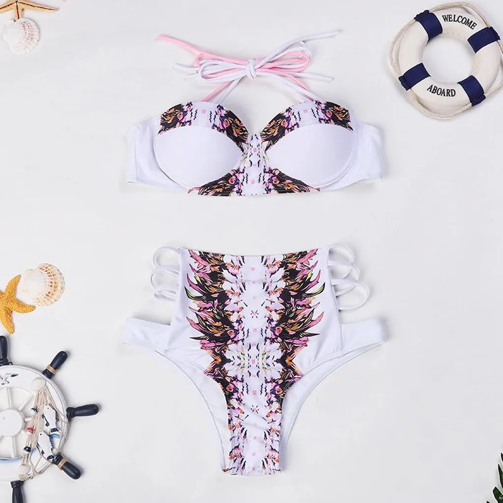 AUSTNBEM Sexy High Waist Bikini Push Up Swimwear Women 2020 Swimsuit Halter Top Bathing Suit Biquini Plus Size | Женская одежда