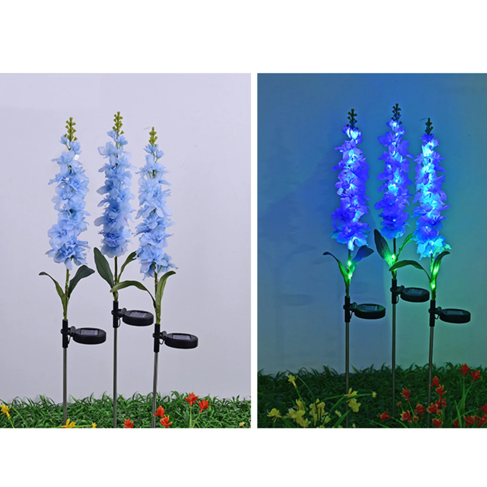 

2pcs Simulation Flower Law Lamp Solar Light Easy to Use Garden Flower Light Outdoor Flower Lamp Plug Decorative Flower Lantern