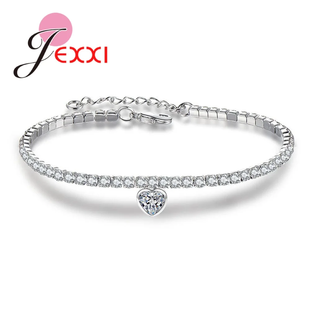 Adjustable CZ Rhinestone Tennis Bracelet &amp Bangle Silver 925 Jewelry Water Drop Charm For Women Bridal Engagement | Украшения и