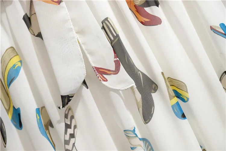 

Casual Chiffon Skirt Female Spring Summer New Holiday Beach Skirts Large Swing Polka Dot Floral Skirt For Women 173a