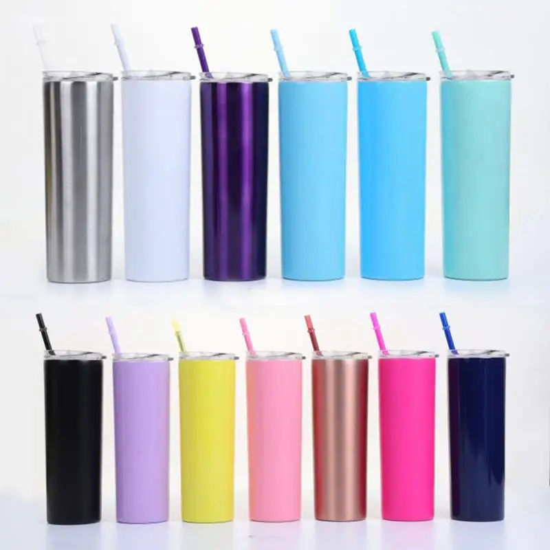 20oz Slim Tumblers With Lids And Straws Stainless Steel Double Vacuum Insulated Unbreakable Tumbler Cup For Hot Or Cold Drinks | Дом и сад
