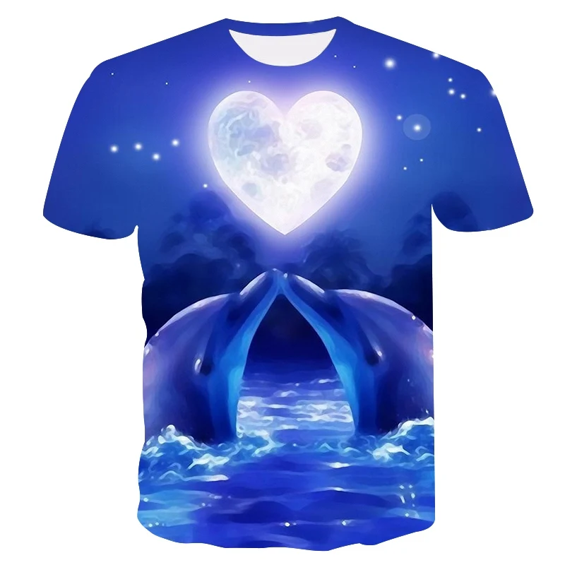 

Summer 2021 New 3d Printed T-shirt Dolphin Animal Print Men's T-shirt Print Casual T-shirt O-neck Cool Fashion Short Sleeve