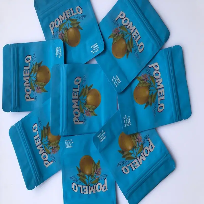 

Cookies Pomelo Blue Bags Mylar Bags Local Medicated Edibles Smell Proof Bags Hologram Stickers And Back Label FOmTd