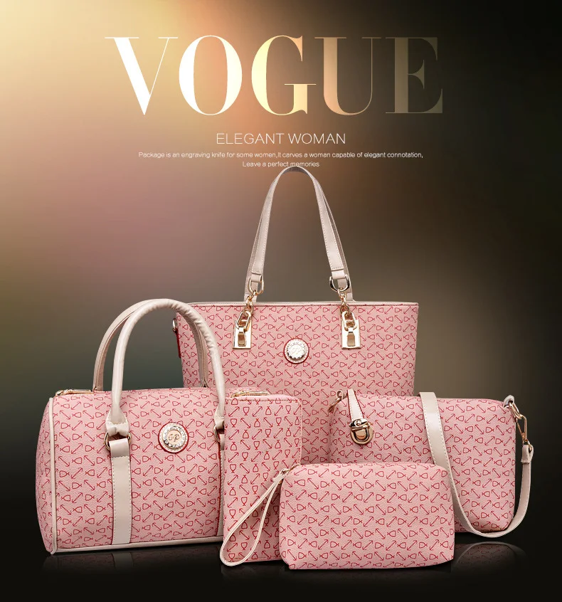 

5 Set Famous Brand Women Luxury Hand Bag for 2020 PU Leather Purse Bags Shoulder Messenger Ladies Handbag Bolsa Feminina