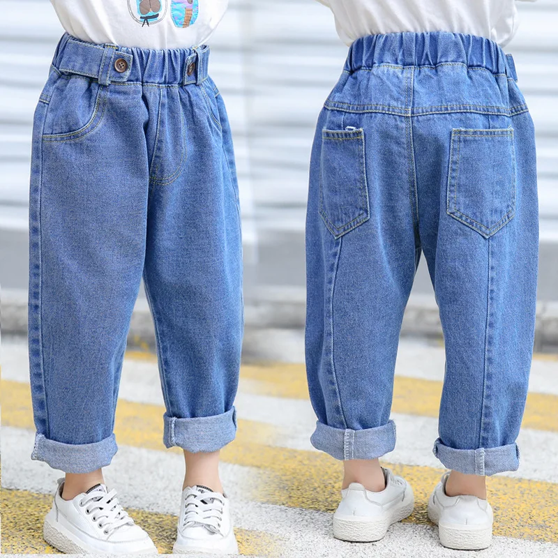 Джинсы детские свободные с эластичным поясом на весну/осень|Джинсы| |