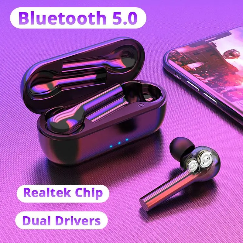 Bluetooth-наушники T5 TWS беспроводная гарнитура с передачей басов для Xiaomi Airdots Pro 2 Huawei