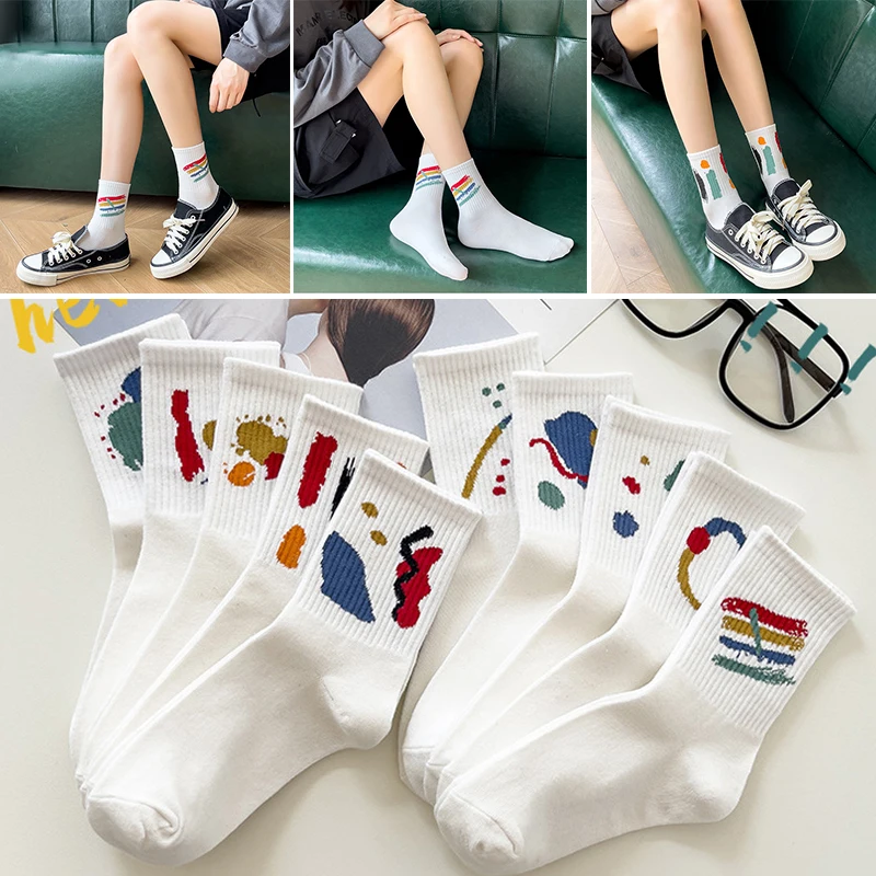 

Harajuku Skateboarding Socks Comfort Mid Tube Socks Trendy Floor Socks Streetwear Breathable Toe Socks Graffiti Sport Socks