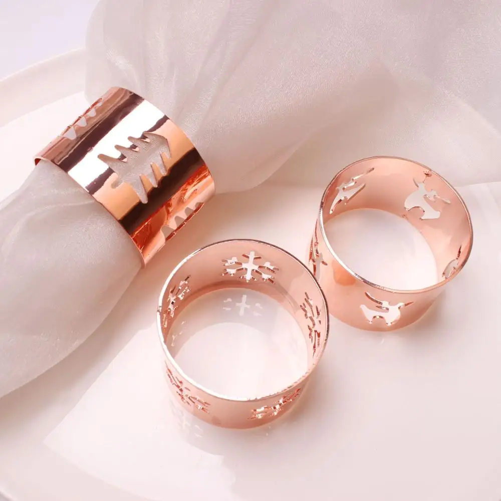 12 шт./лот кольцо для салфеток в виде снежинок рождественской елки металлическая