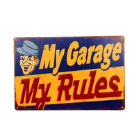 my garage my rules retro garage decor metal tin sign 12 x 8 inches