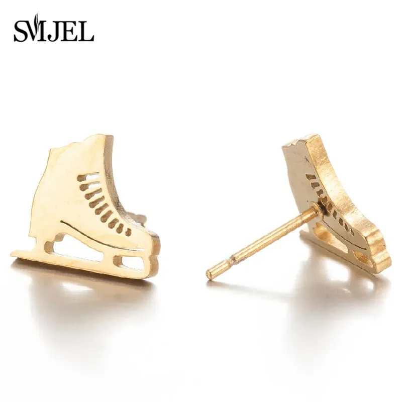 

Stainless Steel Sports Stud Earrings Women Men Roller Skate Yoga Running Baseball Earring Football Club Ear Jewelry Friend Gift