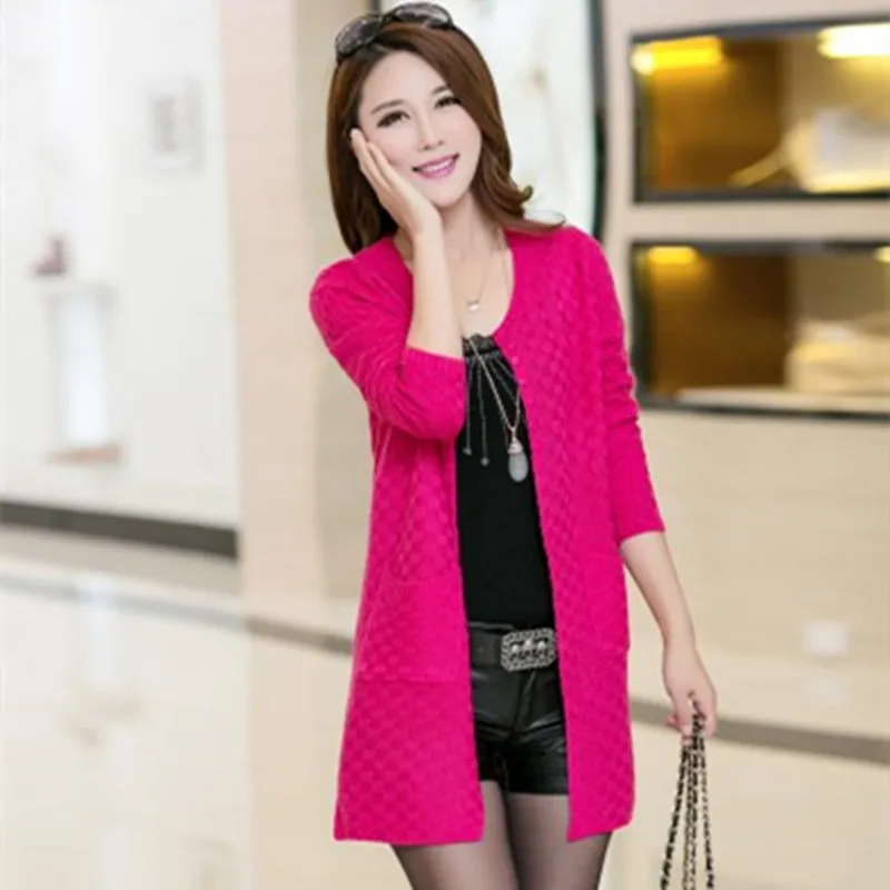 Women Solid Sweater Long Cardigan Fashion Summer Style Sleeve Thin Knitted Female Sweaters Free Shipping |