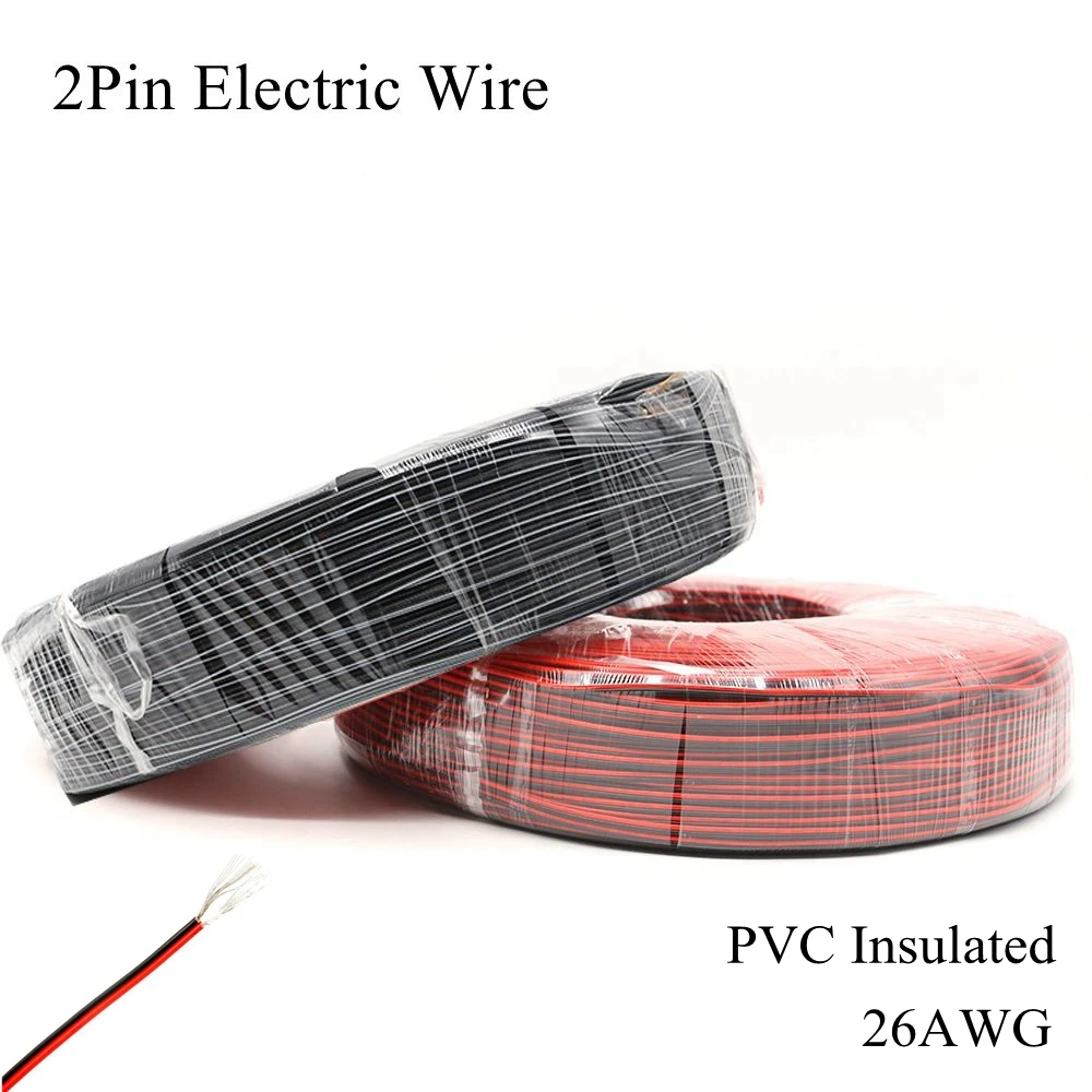 26AWG 2Pin Электрический провод красный черный луженый медный кабель пвх электрика