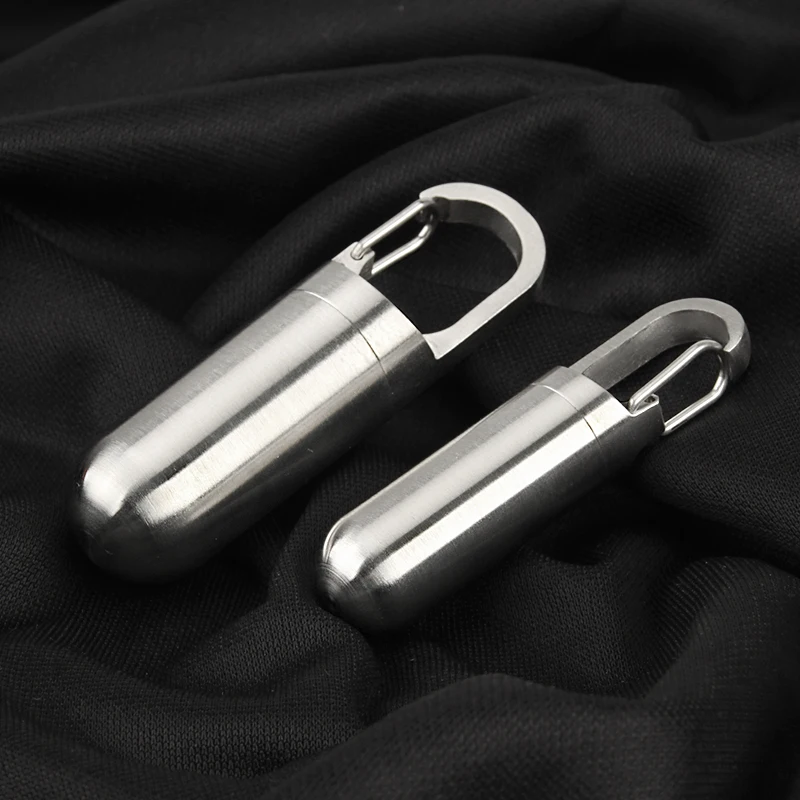 Stainless Steel Seal Bottle Canister Medicine Capsule EDC Keyring Accessories Outdoor Camping Small Tool | Спорт и развлечения