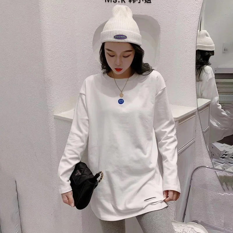 

Pure Cotton White Bottoming Shirt for Women Spring New Loose Hundred