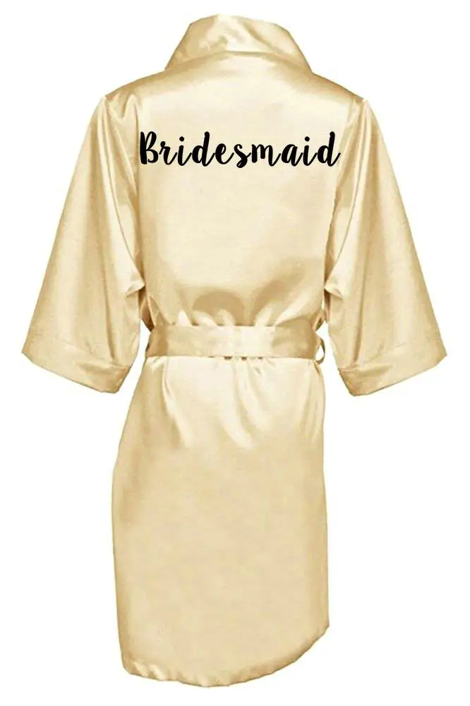 champagne bridesmaid Новинкасвадебные халаты для невесты, подружки невесты, для мамы, сестры невесты, свадебный подарок, кимоно, атласные халаты - Цвет: champagne bridesmaid