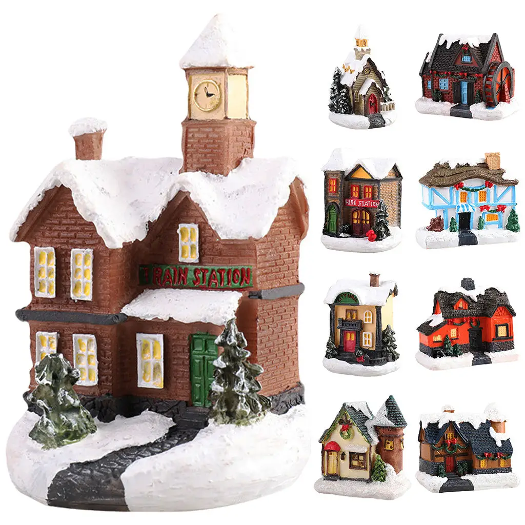 

Light Up Christmas Miniature Ornaments Fairy Garden Lovely Miniature Ornaments Small Christmas Villa House Kids Gift
