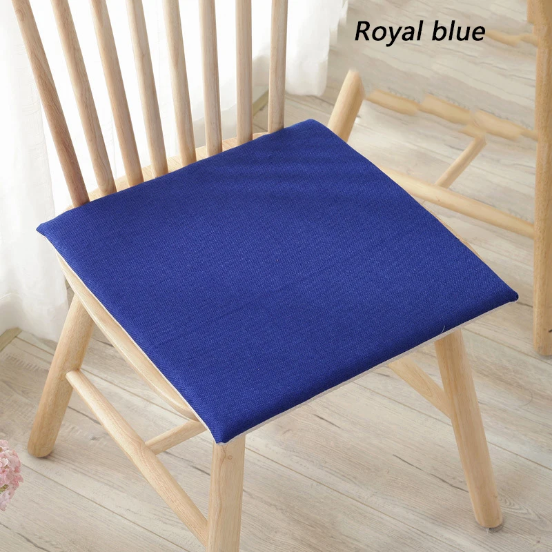royal blue 1 шт. 40x40 см Нескользящая квадратная однотонная мягкая удобная хлопковая подушка для сиденья для ресторана, офиса, дома, стула - Цвет: royal blue