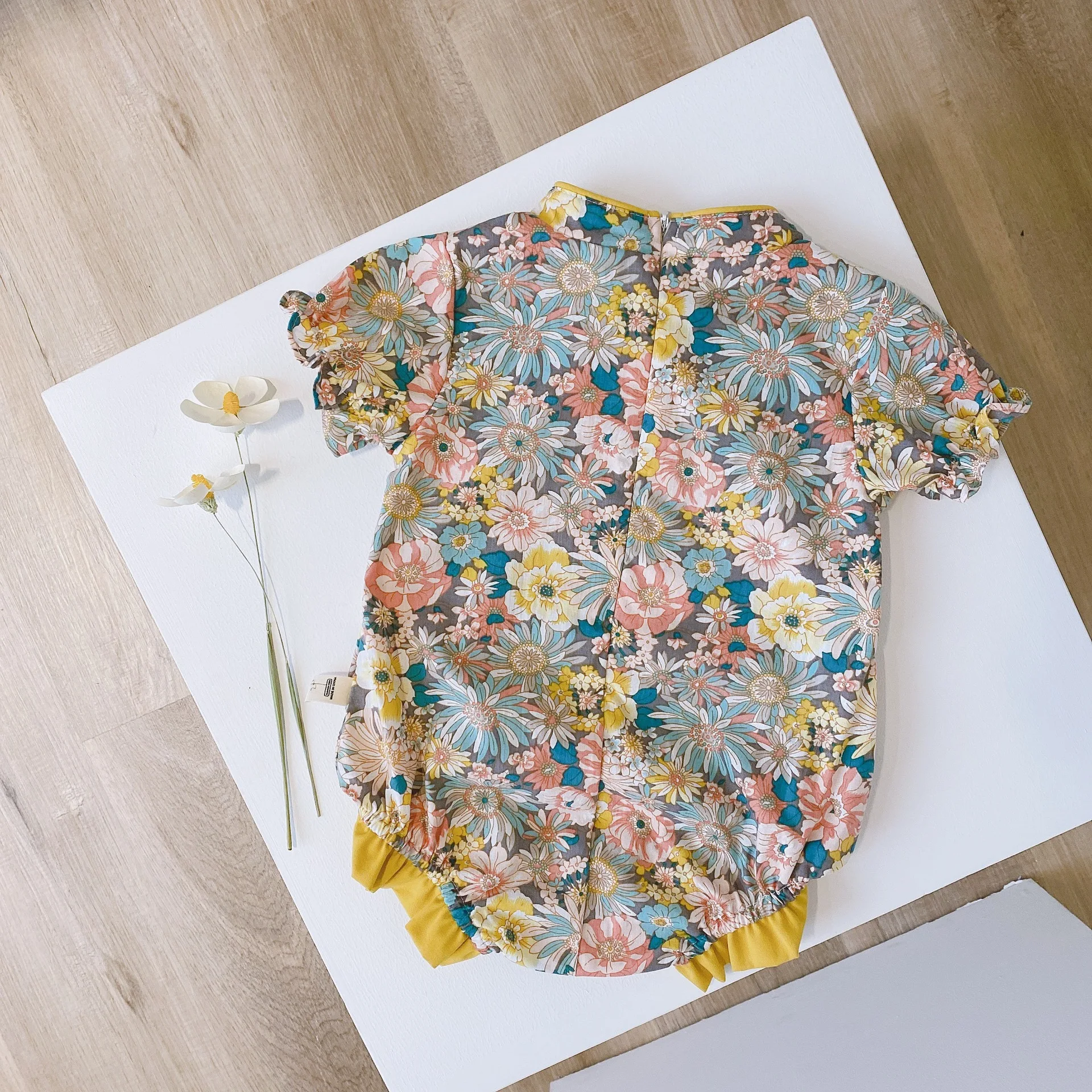 

Summer Baby Romper Girl Retro Floral Bodysuit Newborn Fashion 6-24M Cheongsam Rompers