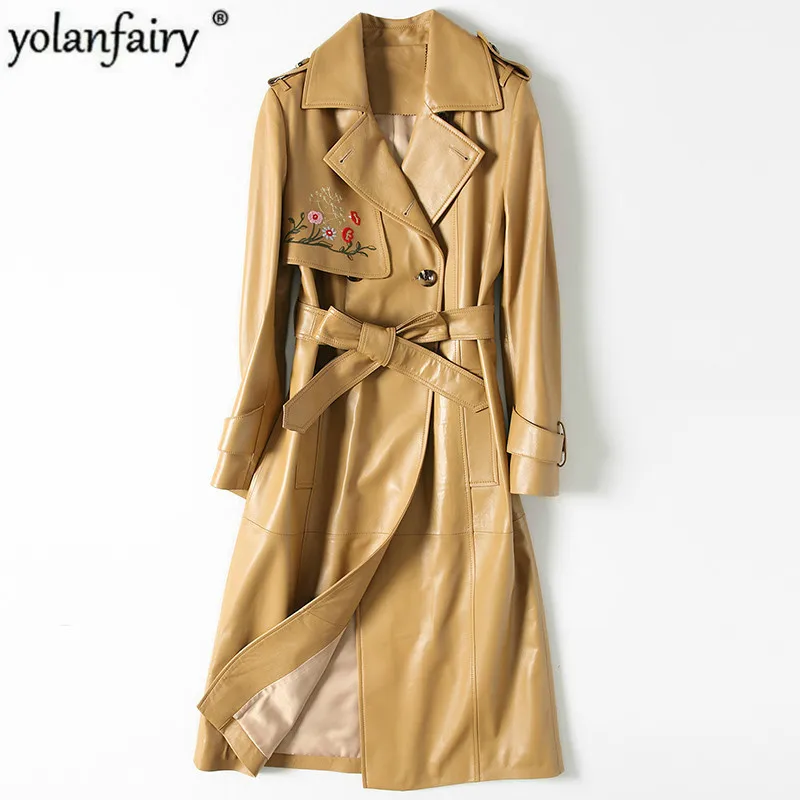 YOLANFAIRY 2020 Geniune кожаная куртка из овечьей кожи пальто для женщин Весна Осень Chaqueta
