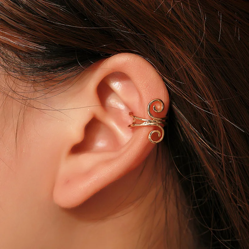 Винтажные серьги-клипсы с геометрическими ушками спиральные манжеты серьги без