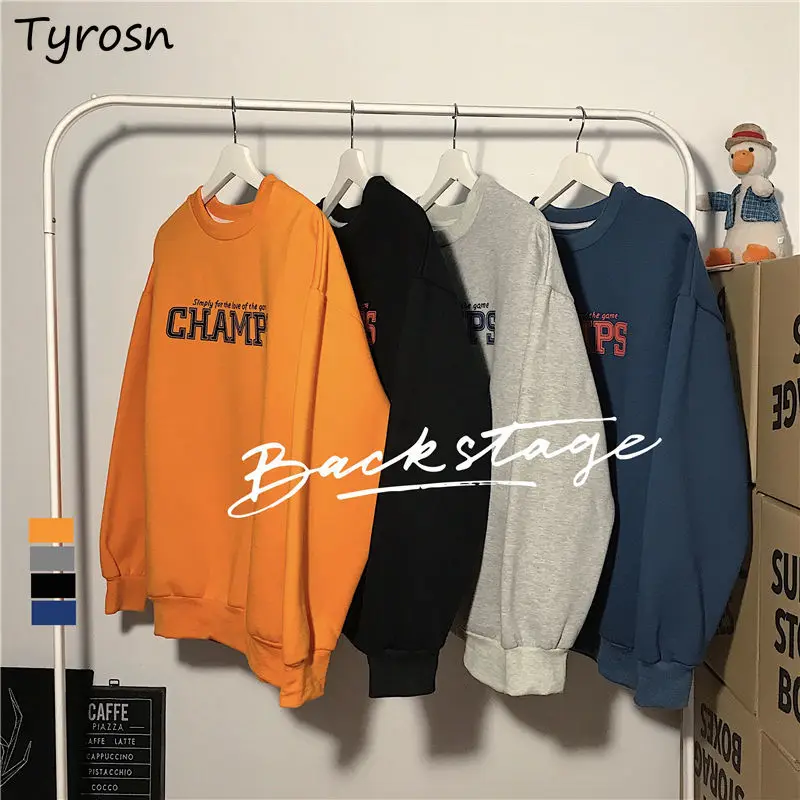 

Женский свитшот в стиле Харадзюку, Шикарный утепленный Свободный свитшот в Корейском стиле, с принтом для пар, новинка, Ulzzang, в стиле хип-хоп