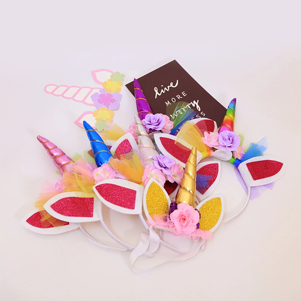1pcs Unicorn Headdress Party Decorations Festival Happy Birthday Gift for Kids Baby Shower Headband Girl Hair Accessories | Дом и сад