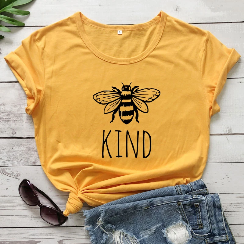 

Bee Kind 100% Cotton T-shirt Funny Choose Kindness Tshirt Cute Women Graphic Motivational Top Tee Shirt