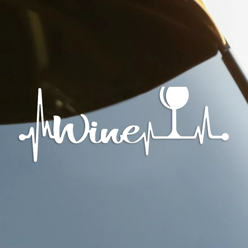 

Wine Glass Heartbeat Lifeline Die-Cut Vinyl Decal Car Sticker Waterproof Auto Decors on Car Body Bumper Rear Window #S60274