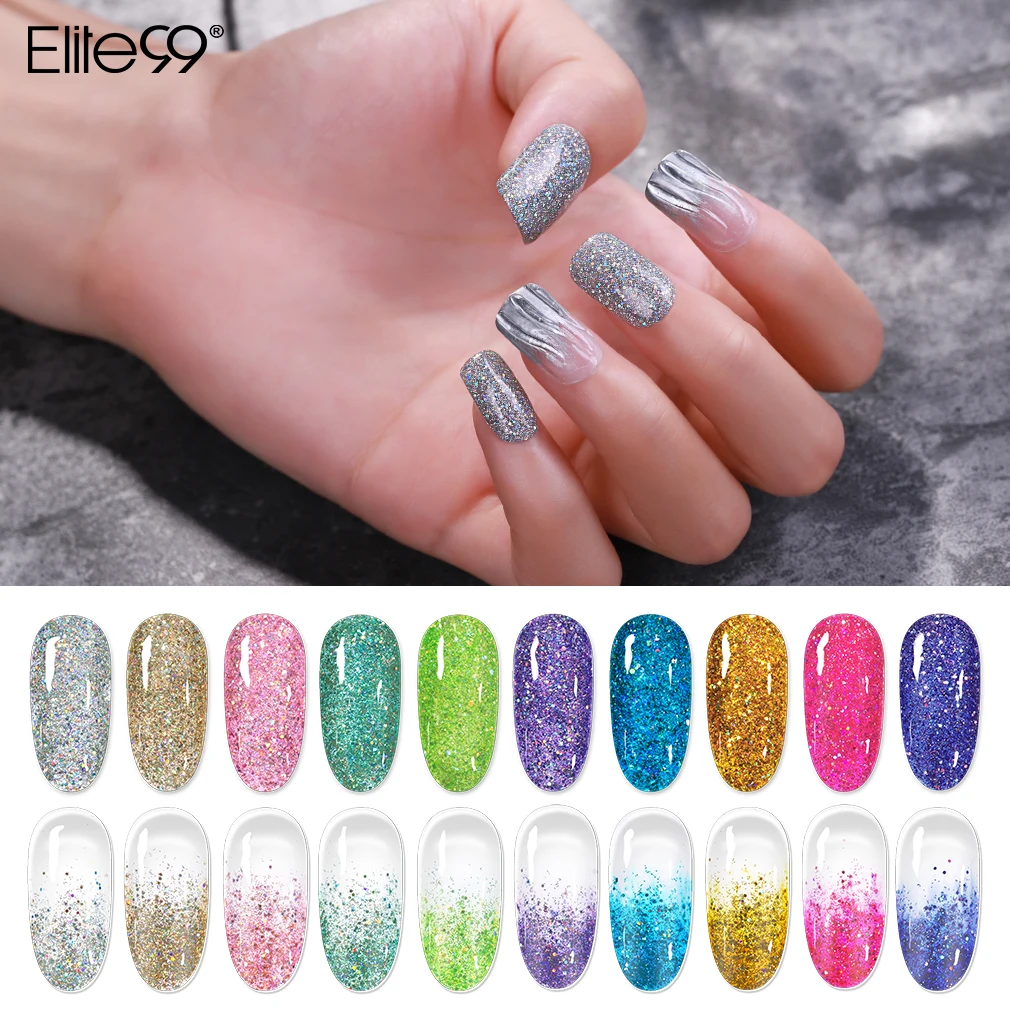 10 мл лазерный Сияющий Гель лак Elite99 блестящий УФ Гибридный гвоздь для ногтей