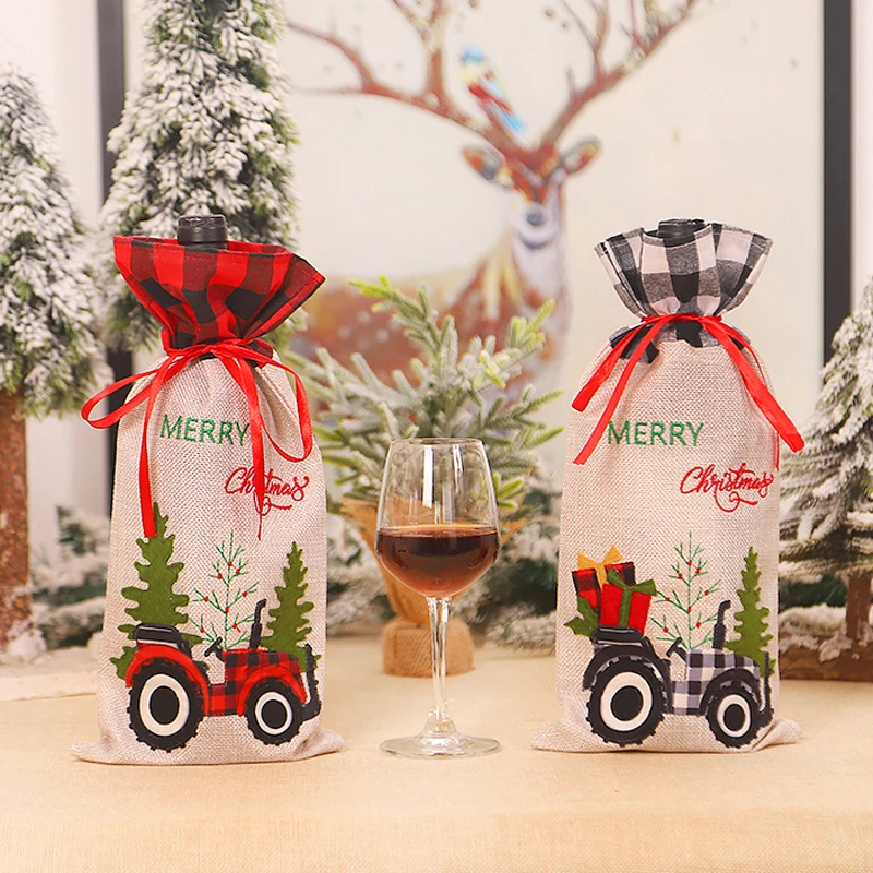 

New Year 2021 Santa Claus Snowman Wine Bottle Cover Noel Christmas Decoration for Home Dinner Decor Christmas Gift Tree Ornament