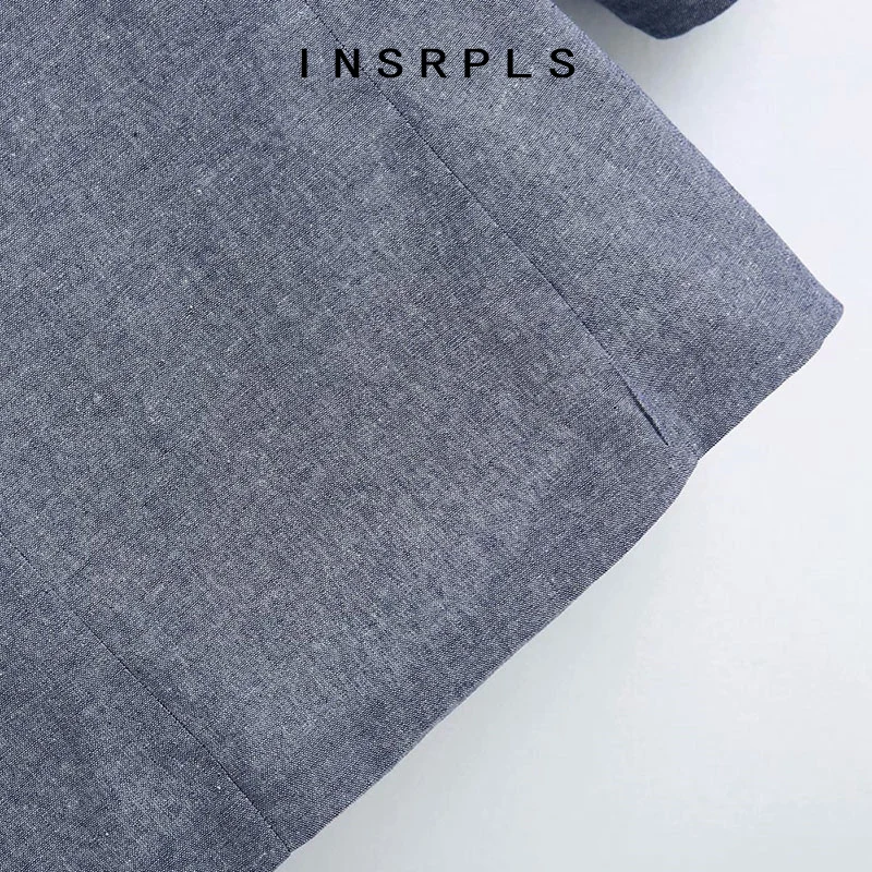 

INSRPLS Women Fashion Office Wear Open Stitch Blazer Coat Vintage Long Sleeve Pockets Female Outerwear Chic Tops