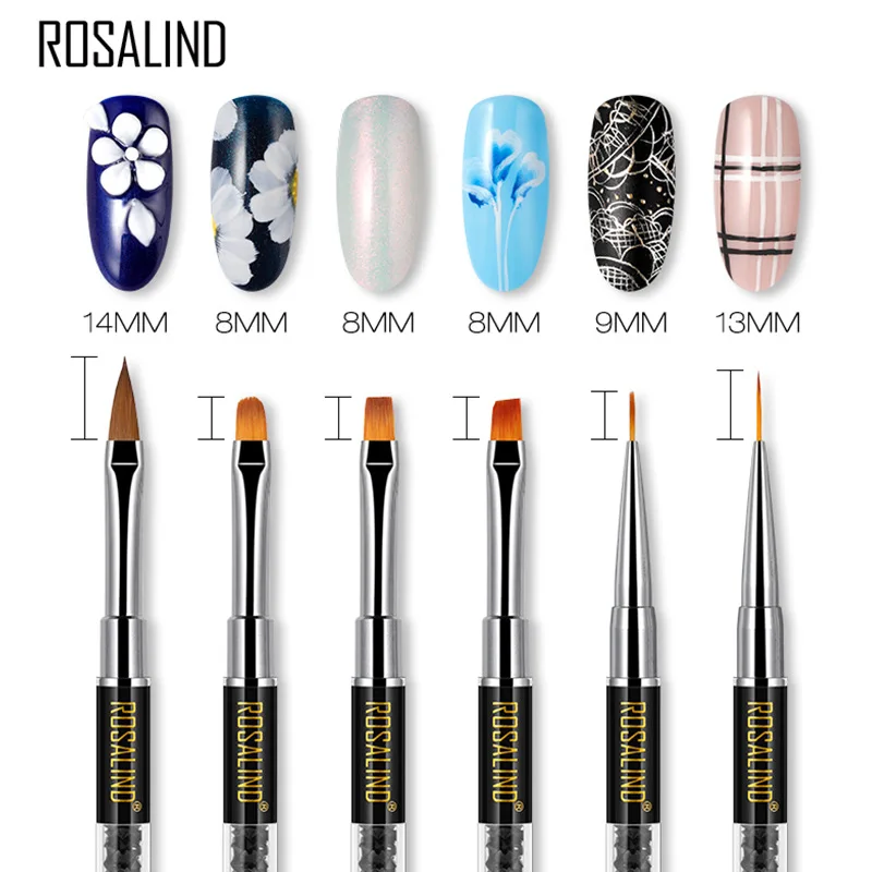 

Rosalind Nail Brush Combination Set Armor Oil Glue Flat Head Phototherapy Pen Oblique Fluoresent Marker Drawing Crystal Pen