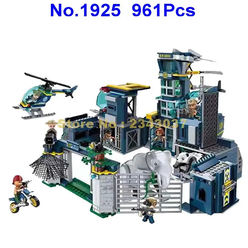 961 шт 2в1 городской полицейский штаб квартира вертолетная станция слон