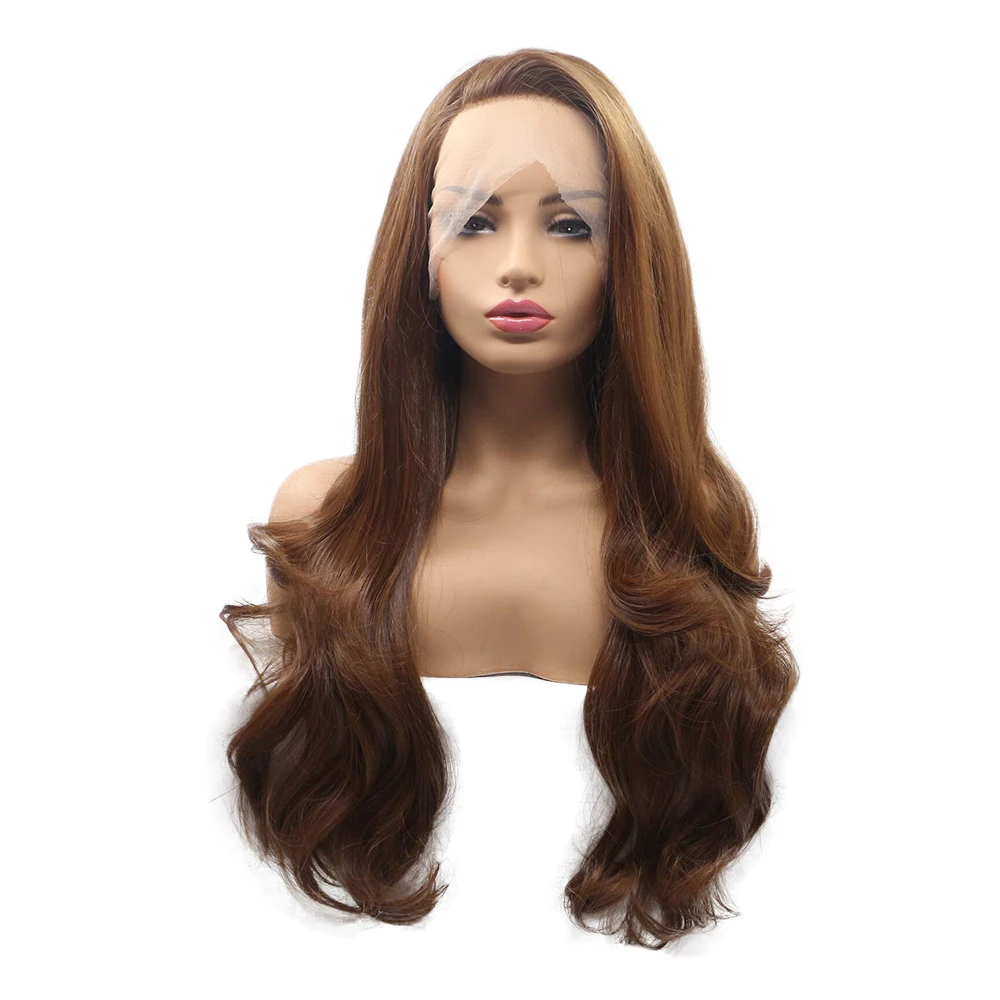 Honey Blonde Full Lace Wigs 613 Synthetic Body Wave Glueless Cosplay Heat Resistant Colored Wig Ginger Orange Lolita For Women