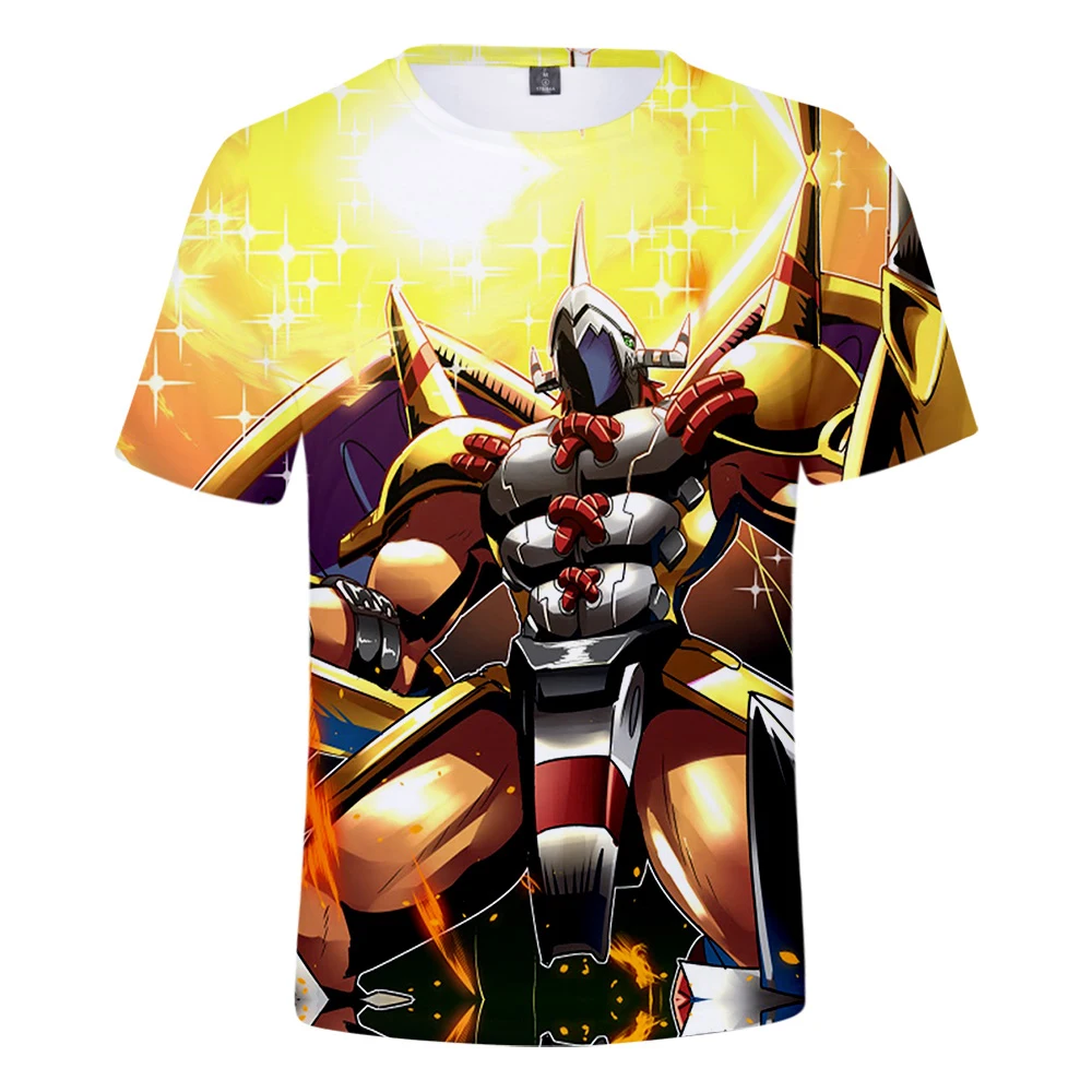 

T Shirt men Digimon Fighting Tyrannosaurus Cartoon Men TShirt short sleeve Casual Hip Hop Streetwear print tee shirt homme