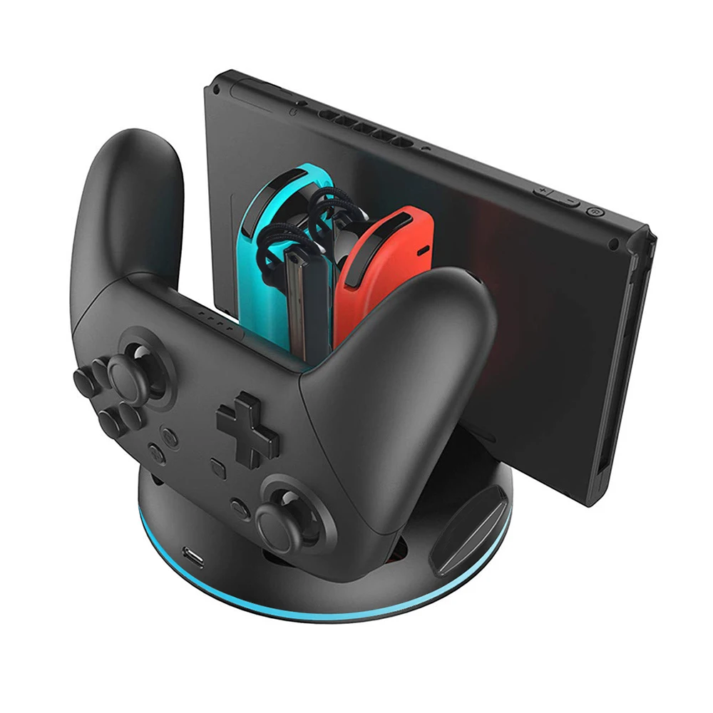 

6 in 1 Controller Charger Colorful Light Charging Dock Station Stand for Nintendo Switch Game Console Gamepad Holder Accessories