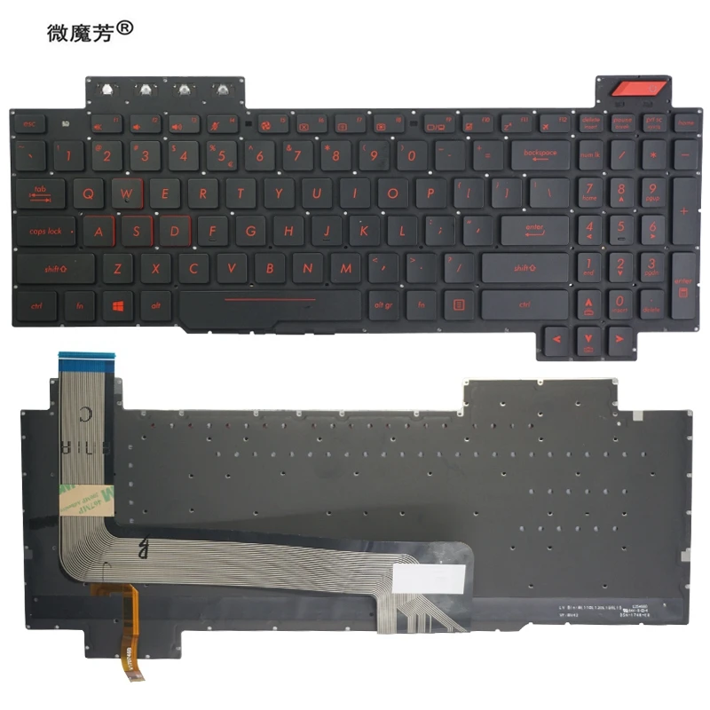 Клавиатура для ноутбука ASUS ROG FX503, FX503V, FX503VM, FX503VD, FX63, FX63V, FX63VD, FX63VM, ZX63V, 90NR0GN1-R31US0 с подсветкой, США