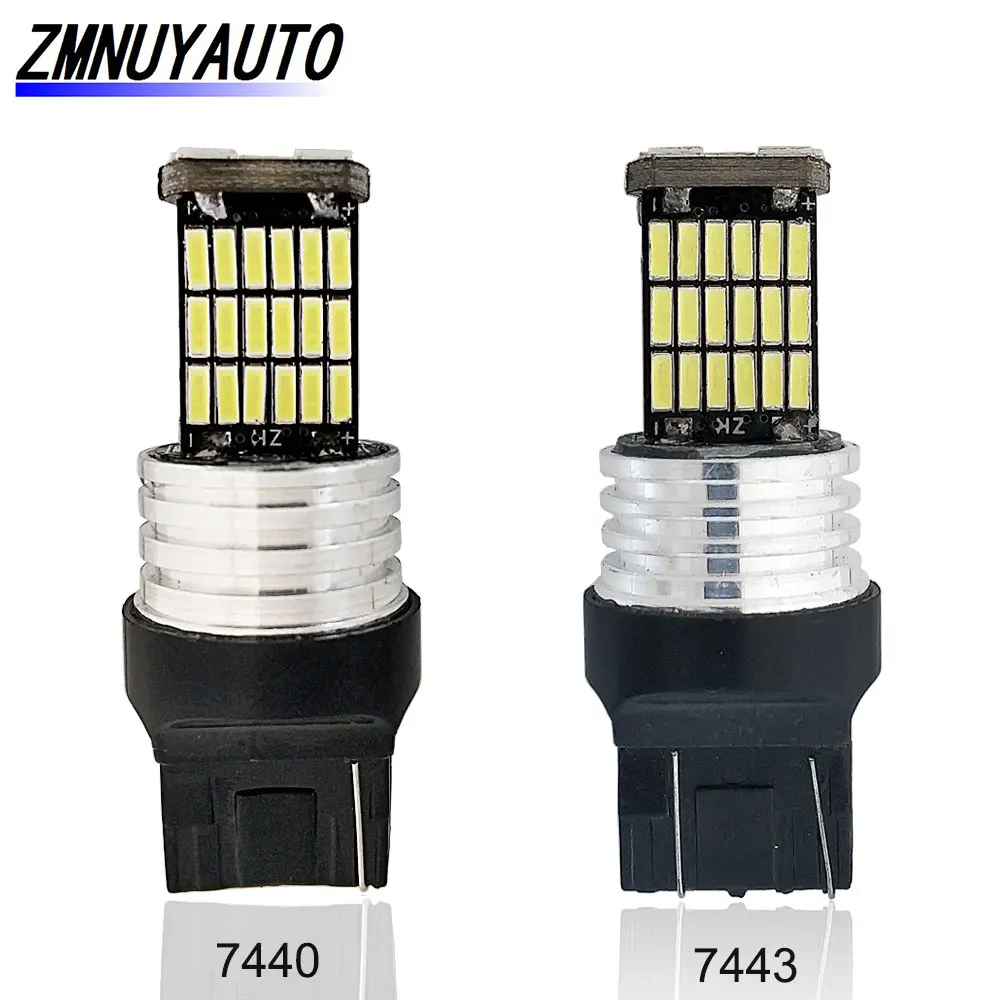 T20 светодиодный W21W W21/5W светодиодные лампы 12V 7440 7443 45SMD 4014 автоматического поворота